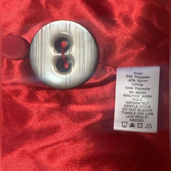 Dennis By Dennis Basso Womens Red Lightweight Ruffle Collar Trench Jacket Small - Picture 10 of 12